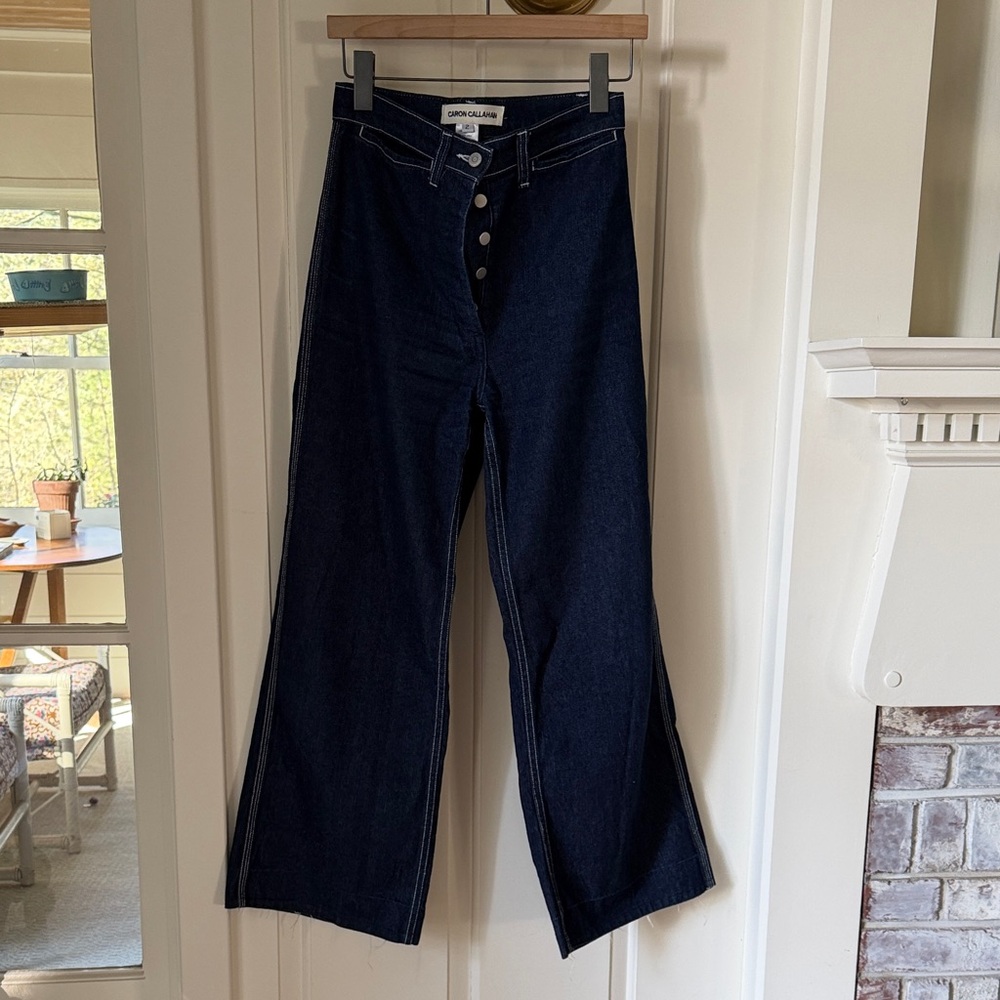 Caron Callahan Dark Blue Wide-Leg Jeans Sz 2